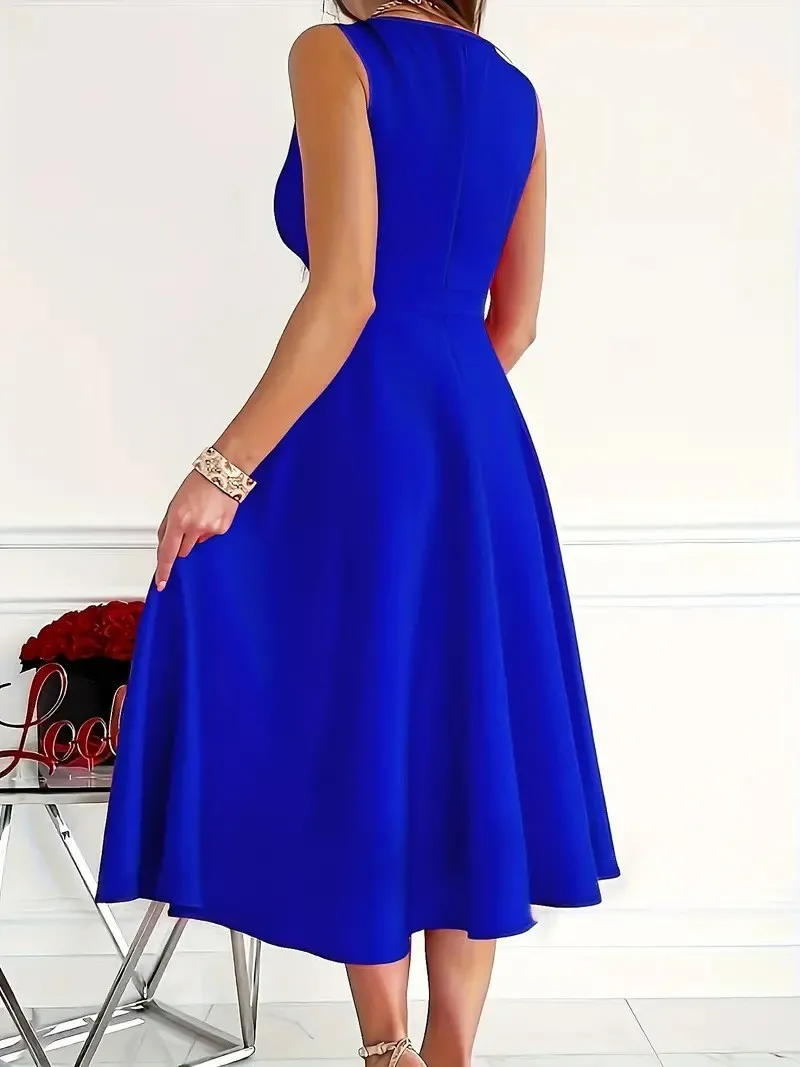 Icone™ ElegantDress: V-Ausschnitt Elegantes Damenkleid Mit Gürtel