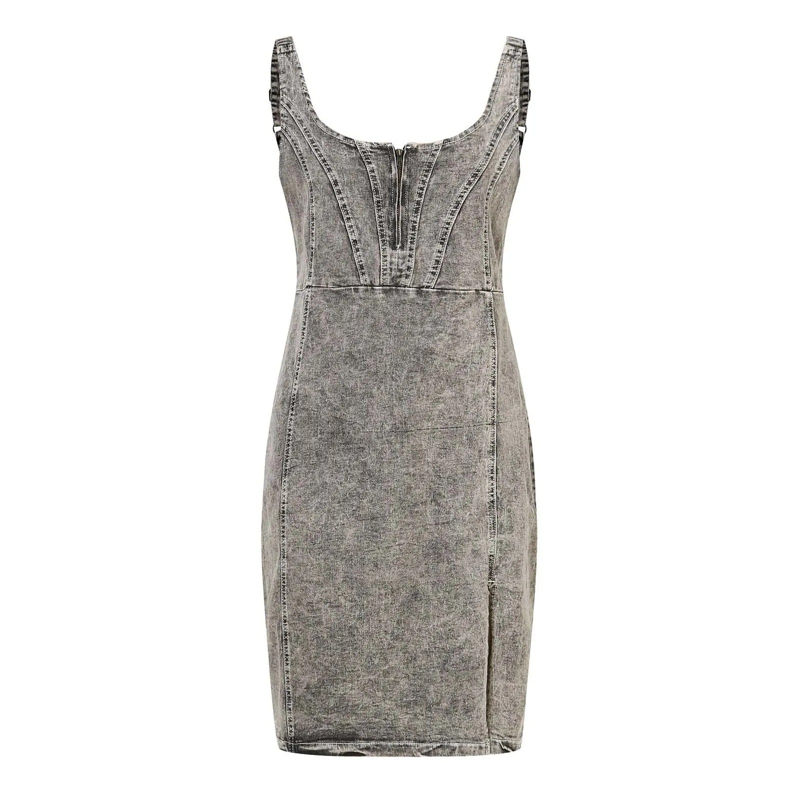 Icone™ DenimDress: Denim-Kleid Mit Schlitz Und Verstellbaren Trägern