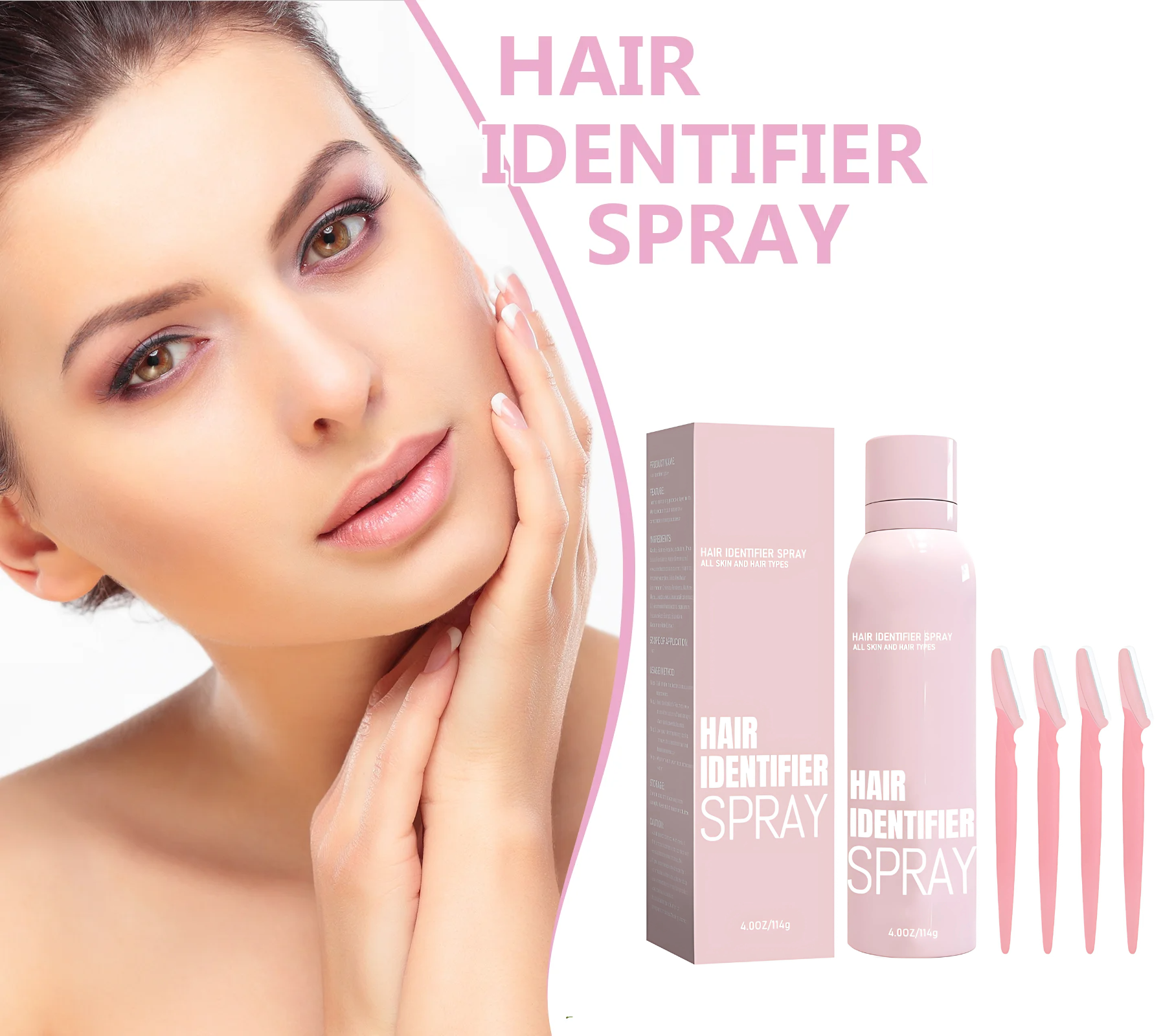 HairIdentifier 1+1 GRATIS: Einfach Zu Verwenden Gesichtshaar-Identifikator Spray Mit Rasiermessern