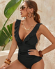 Icone™ ElegantSwimsuit: Elegantes Plissee-Design V-Ausschnitt Bauchweg Badeanzug