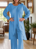 Icone™ ClassicSet: Klassisch Langarm Mit Stilvoll Frontschlitz Oberteil Und Hose Set