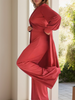 Icone™ ClassicSet: Klassisch Langarm Mit Stilvoll Frontschlitz Oberteil Und Hose Set