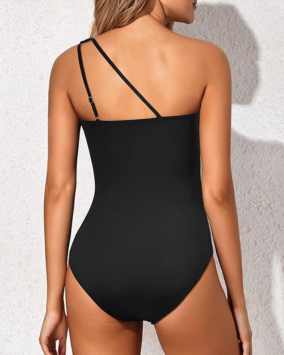 Icone™ StylishSwimsuit: Seitlich Träger Ein Schulter Stil Kurve Passform Badeanzug