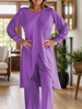 Icone™ ClassicSet: Klassisch Langarm Mit Stilvoll Frontschlitz Oberteil Und Hose Set
