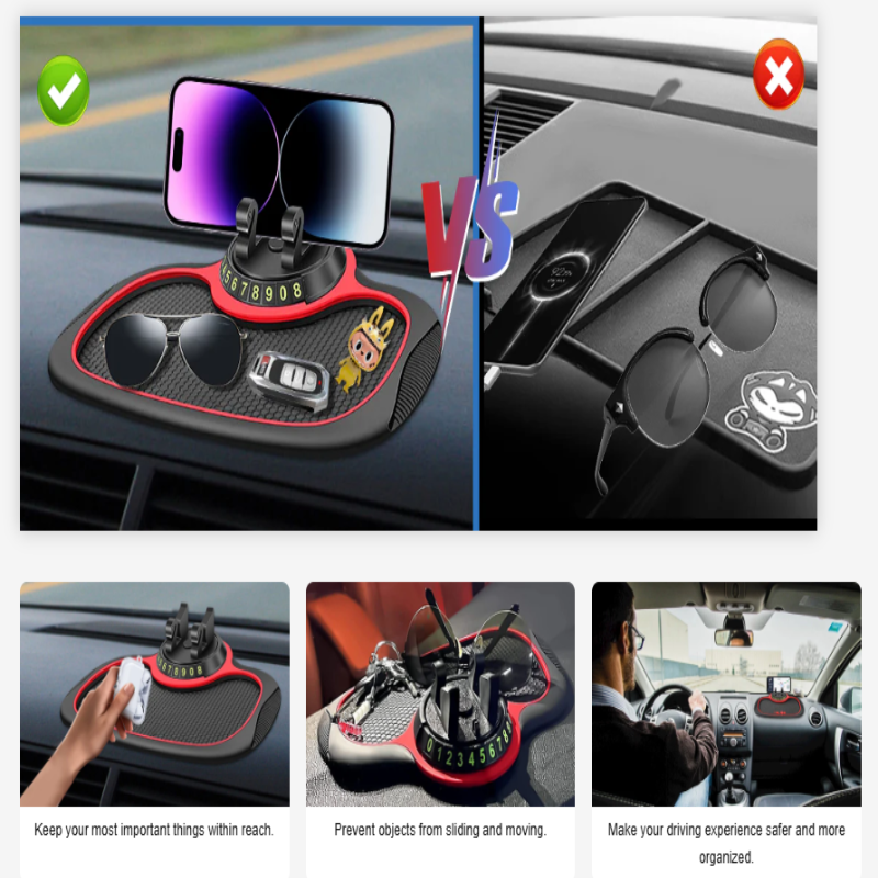 Holder360° PhoneMat 1+1 GRATIS: Multifunktionale, Rutschfeste Armaturenbrett Telefon Matte