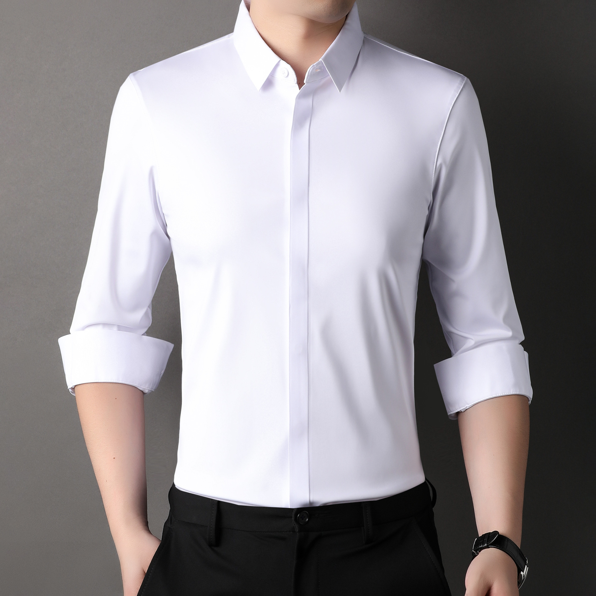 Icone™ StretchLongsleeve: Herren Knitterfrei Stretch Langarmshirt