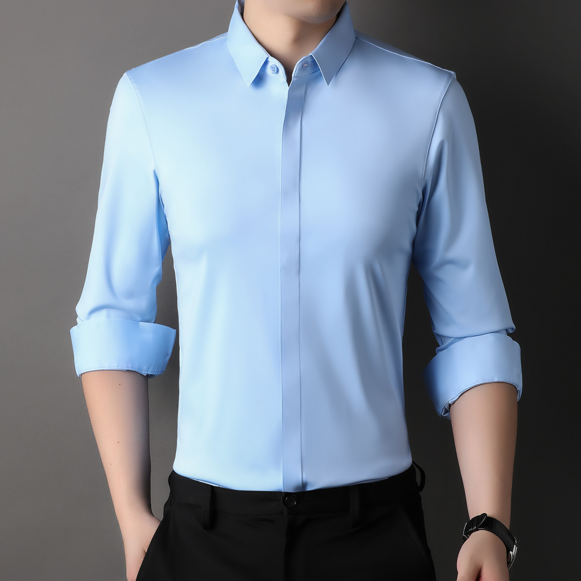 Icone™ StretchLongsleeve: Herren Knitterfrei Stretch Langarmshirt