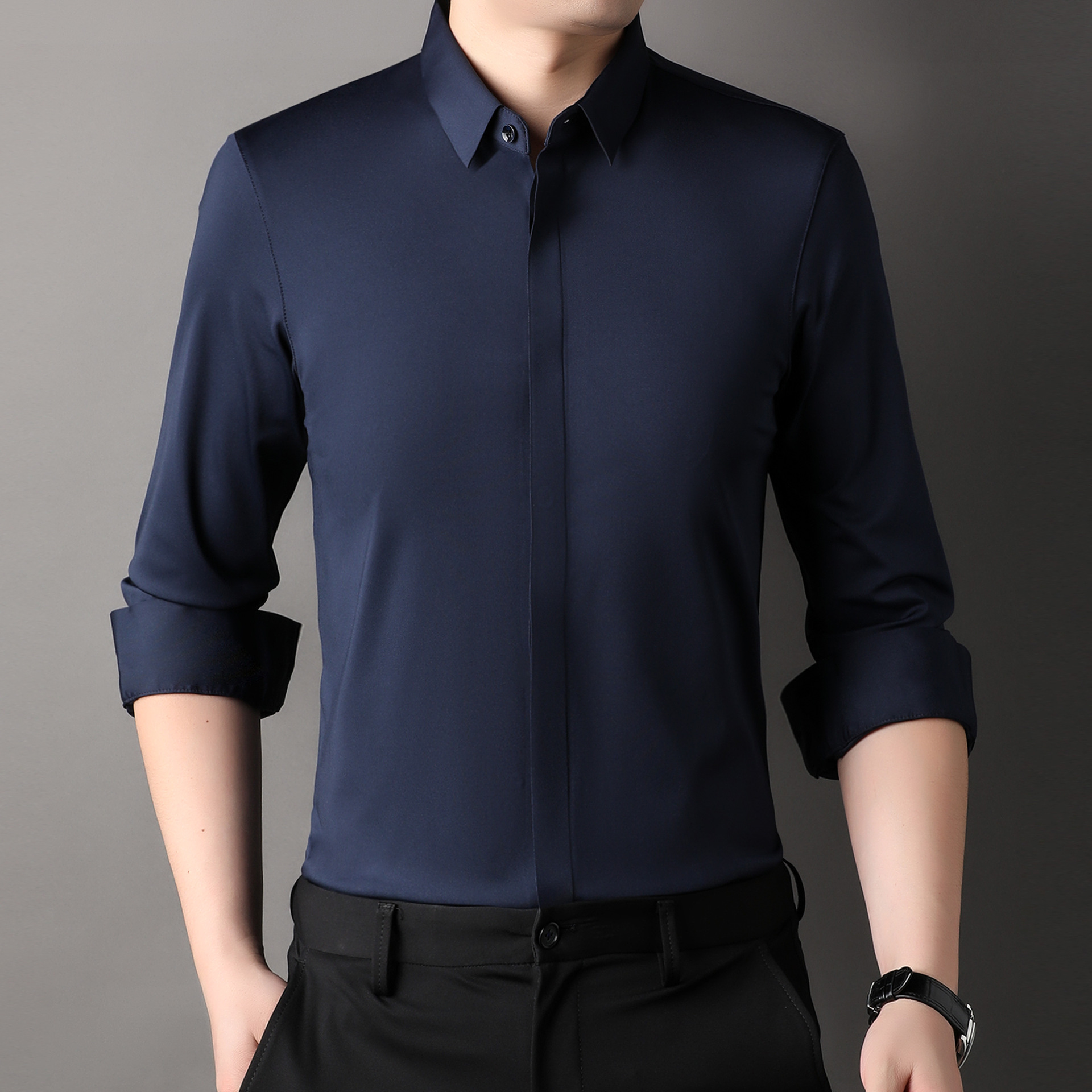 Icone™ StretchLongsleeve: Herren Knitterfrei Stretch Langarmshirt