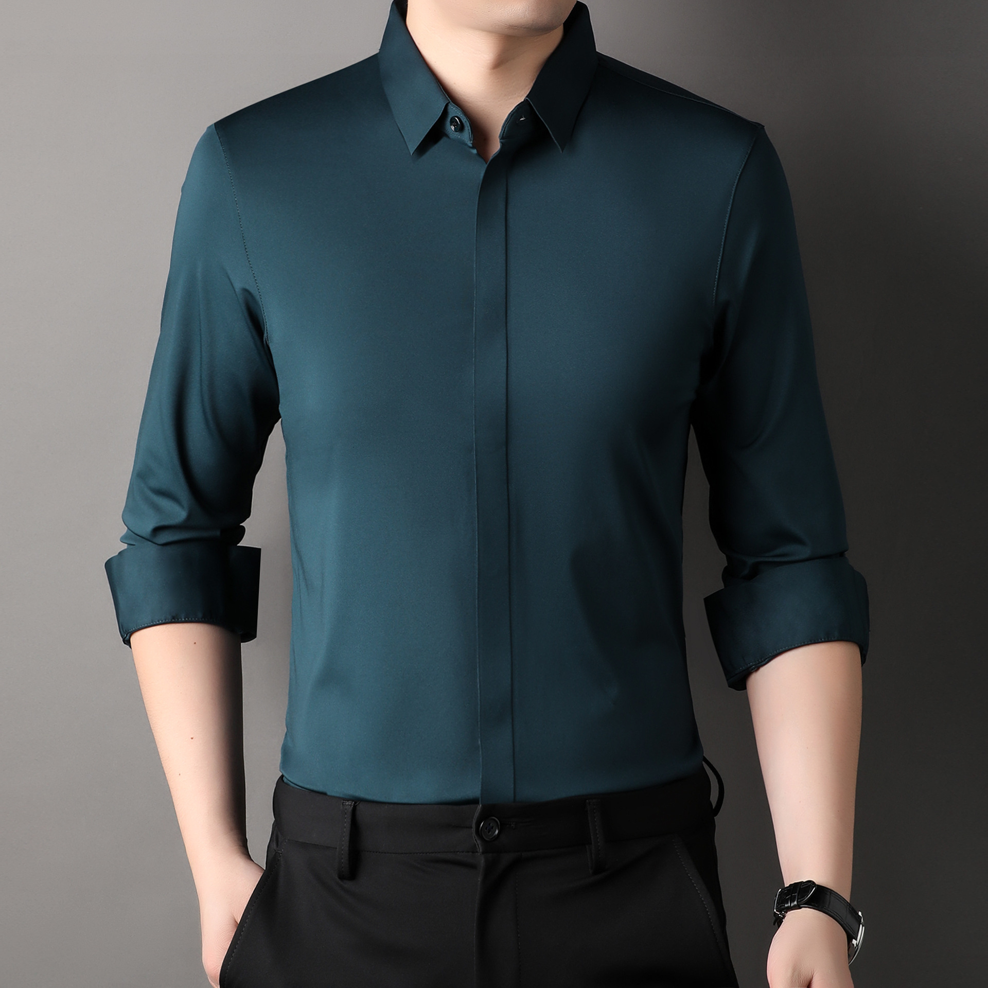 Icone™ StretchLongsleeve: Herren Knitterfrei Stretch Langarmshirt