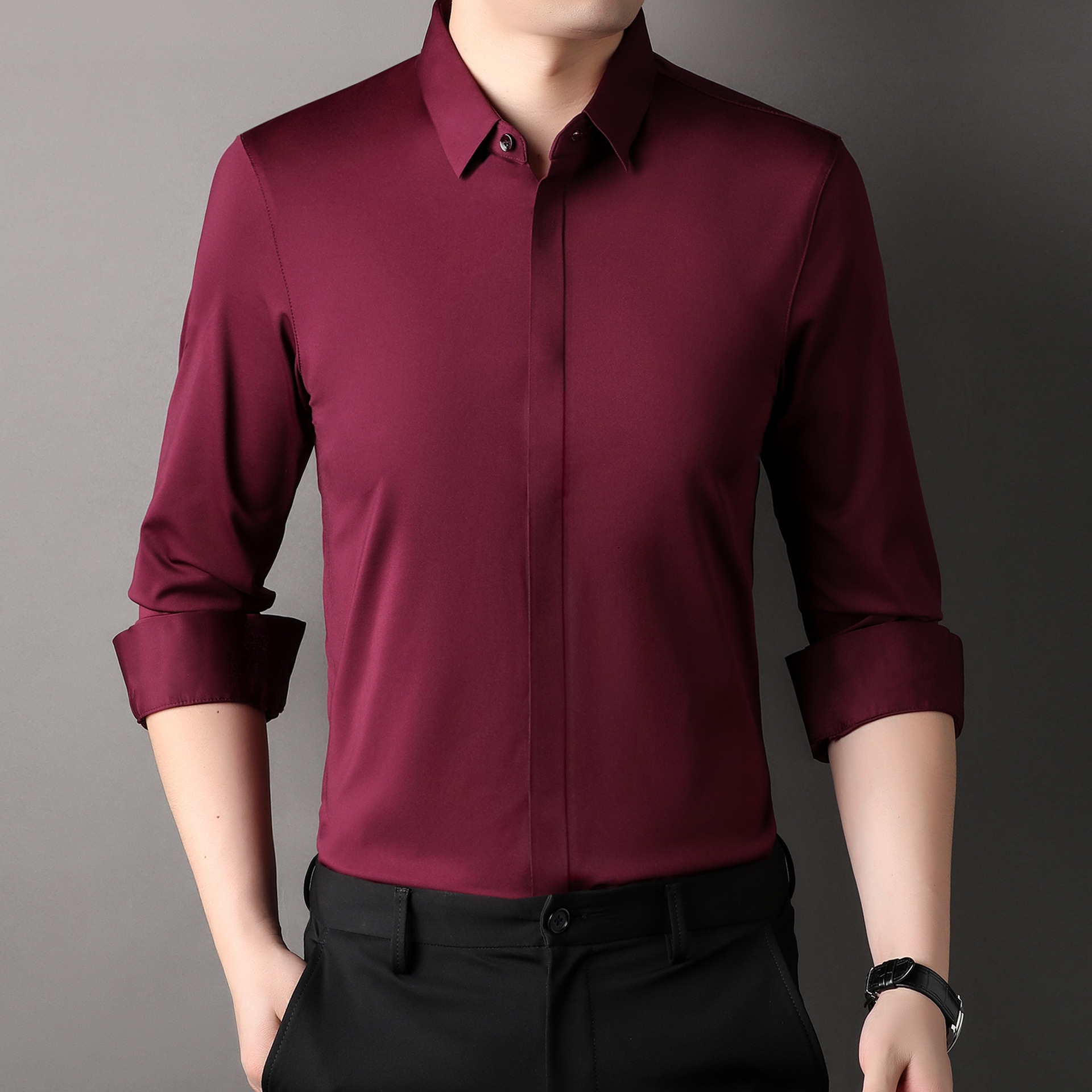 Icone™ StretchLongsleeve: Herren Knitterfrei Stretch Langarmshirt
