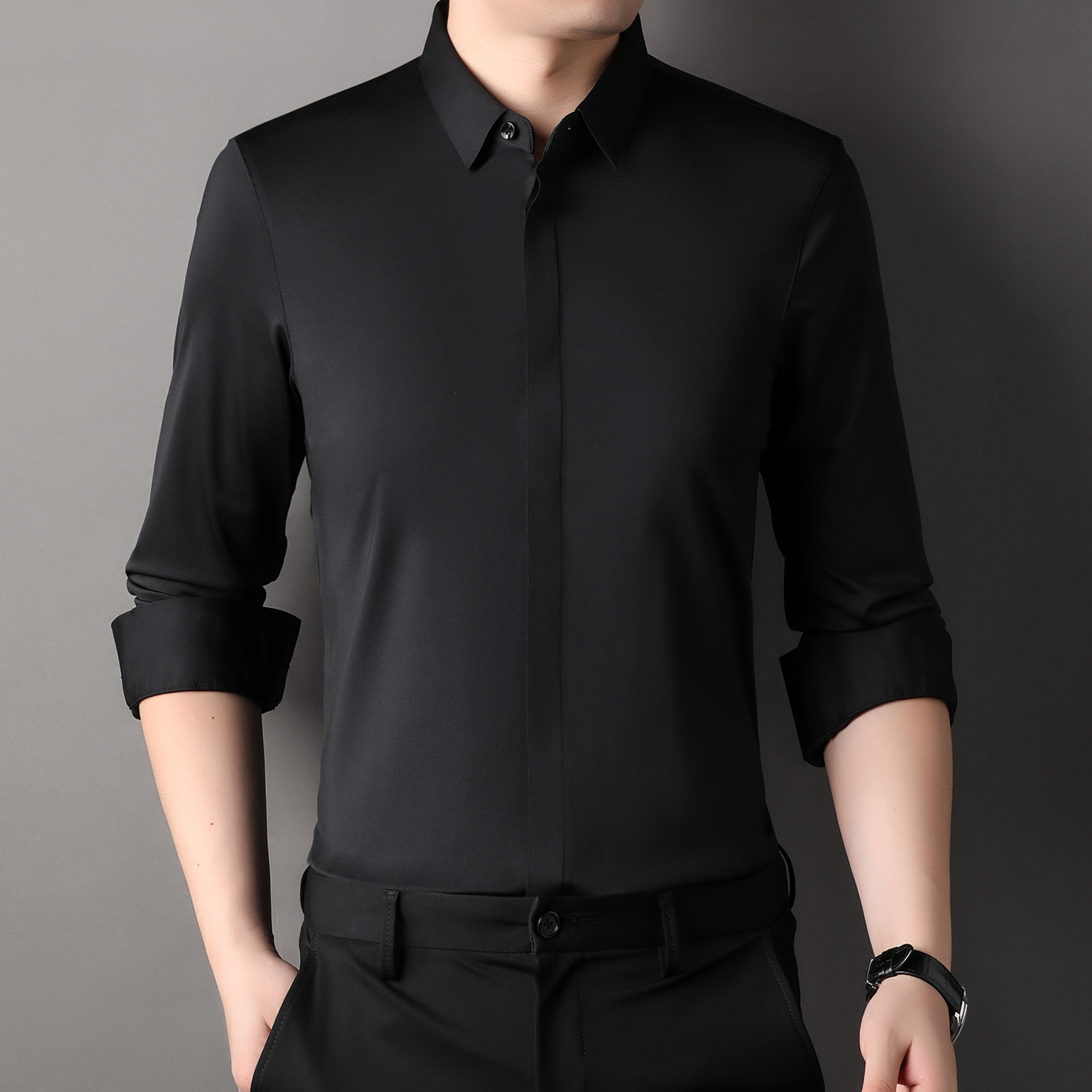 Icone™ StretchLongsleeve: Herren Knitterfrei Stretch Langarmshirt