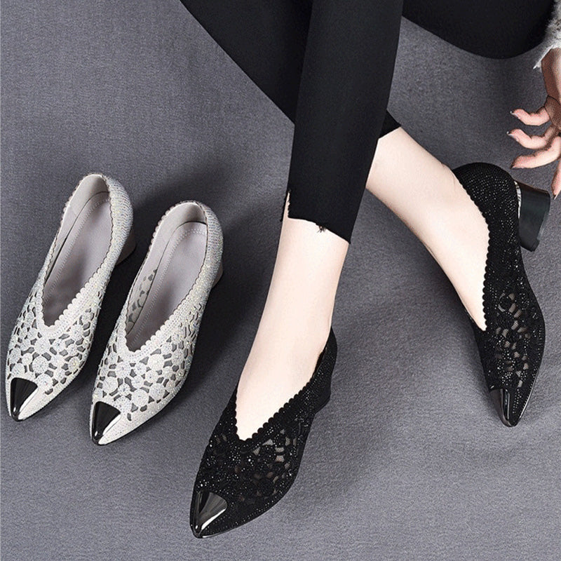 Happy™ GlimmerShoes: Mesh Absätze Schuhe Mit Kristall Akzenten