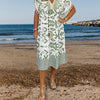 Icone™PrintedDress: Bedrucktes V-Ausschnitt Fransenärmeln Freizeitkleid