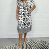 Icone™PrintedDress: Bedrucktes V-Ausschnitt Fransenärmeln Freizeitkleid