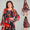 Icone™ FlowerDress: Langärmliges, Locker Sitzendes Blumenmuster Kleid