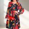 Icone™ FlowerDress: Langärmliges, Locker Sitzendes Blumenmuster Kleid