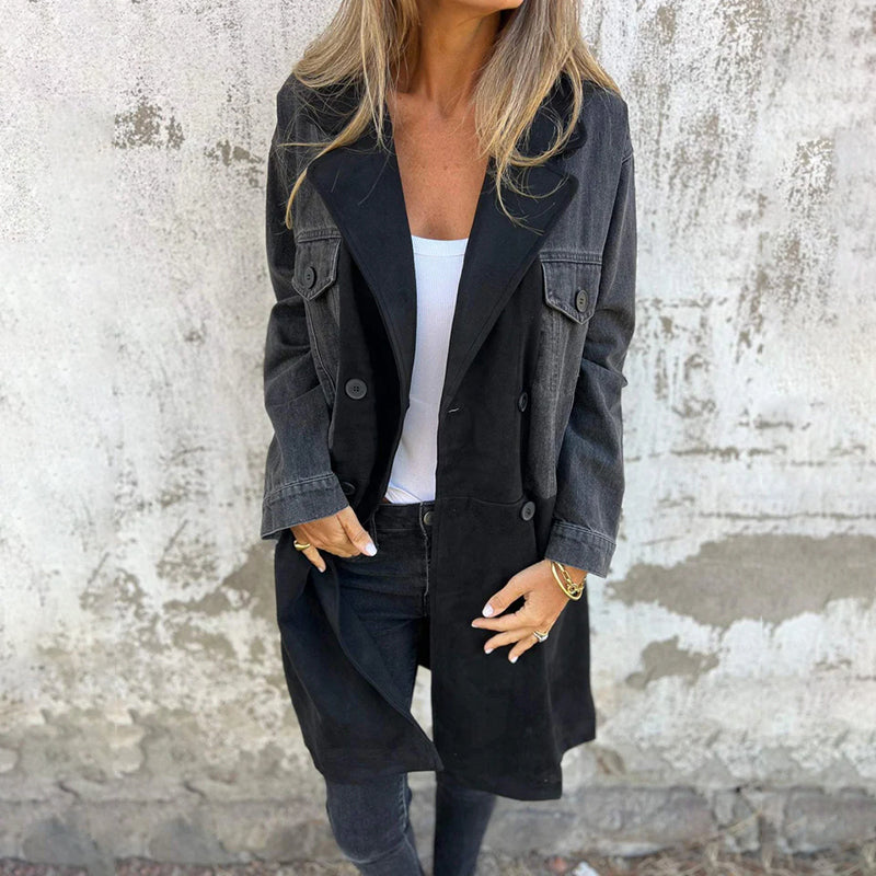 Icone™ LongCoat: Mittellanger Trenchcoat Mit Stilvollem Kragen Und Taschen