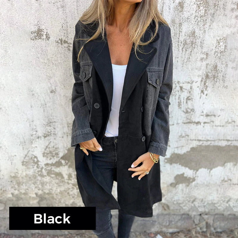 Icone™ LongCoat: Mittellanger Trenchcoat Mit Stilvollem Kragen Und Taschen