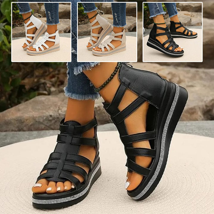 Happy™ SparklingWedge: Stylische Keilsandalen Mit Funkelnden Strasssteinen