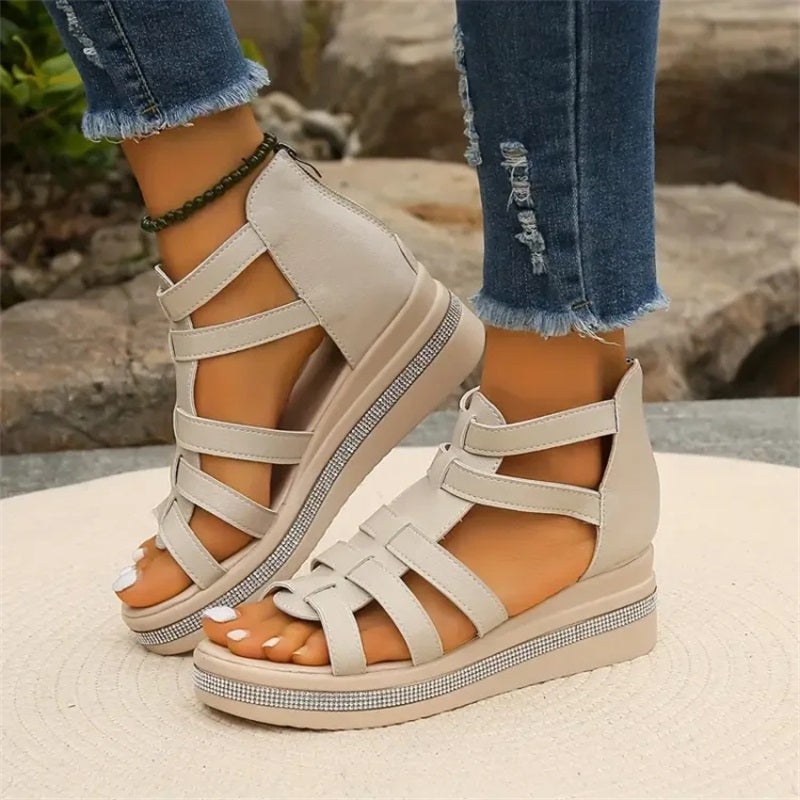 Happy™ SparklingWedge: Stylische Keilsandalen Mit Funkelnden Strasssteinen