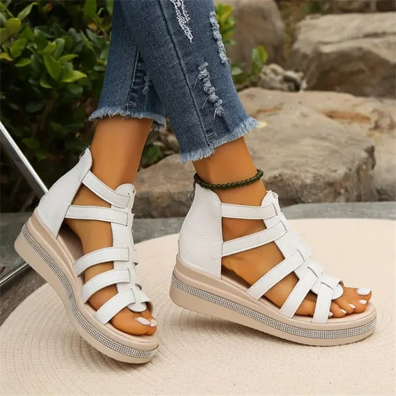 Happy™ SparklingWedge: Stylische Keilsandalen Mit Funkelnden Strasssteinen