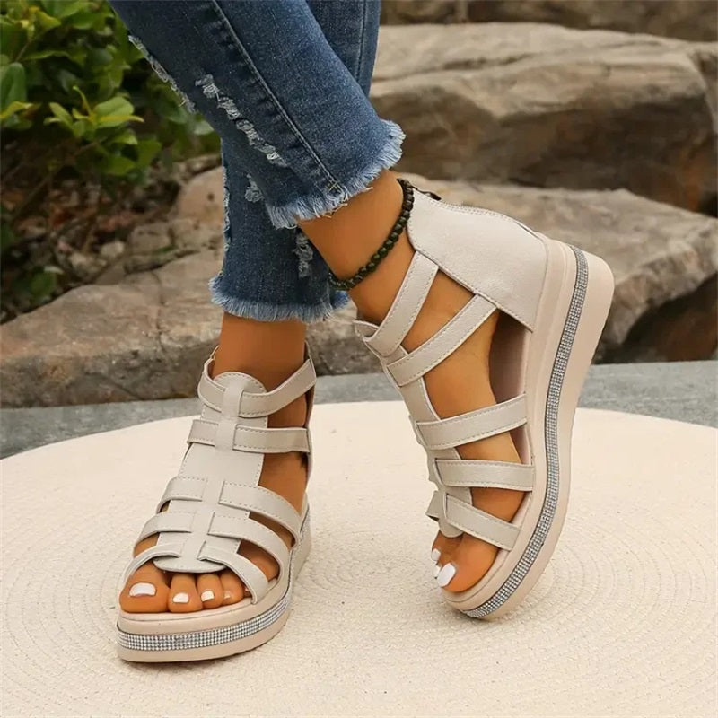 Happy™ SparklingWedge: Stylische Keilsandalen Mit Funkelnden Strasssteinen