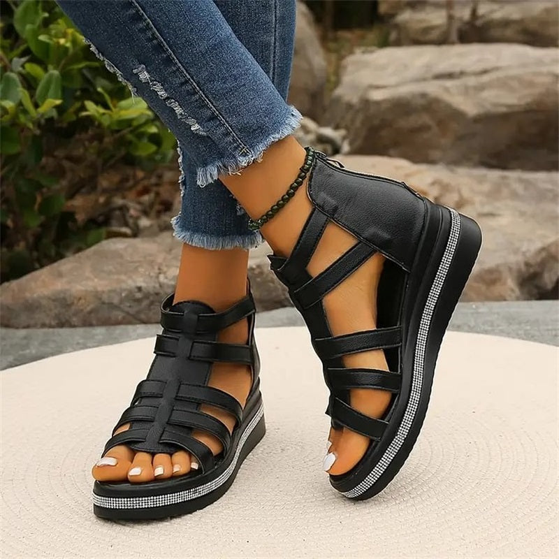 Happy™ SparklingWedge: Stylische Keilsandalen Mit Funkelnden Strasssteinen