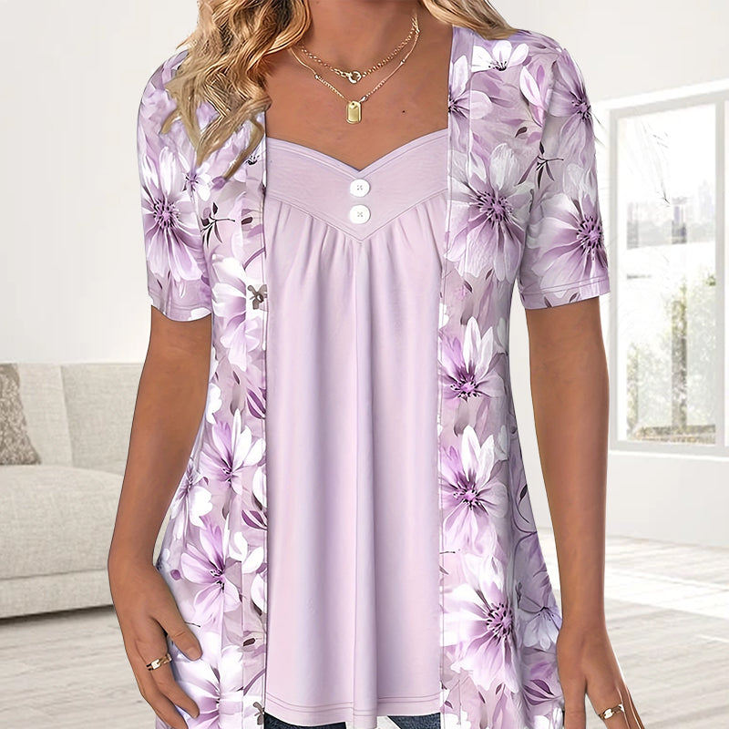 Icone™ FloralTop: Damen Lockere Und Bequeme Stilvolle Blumentop