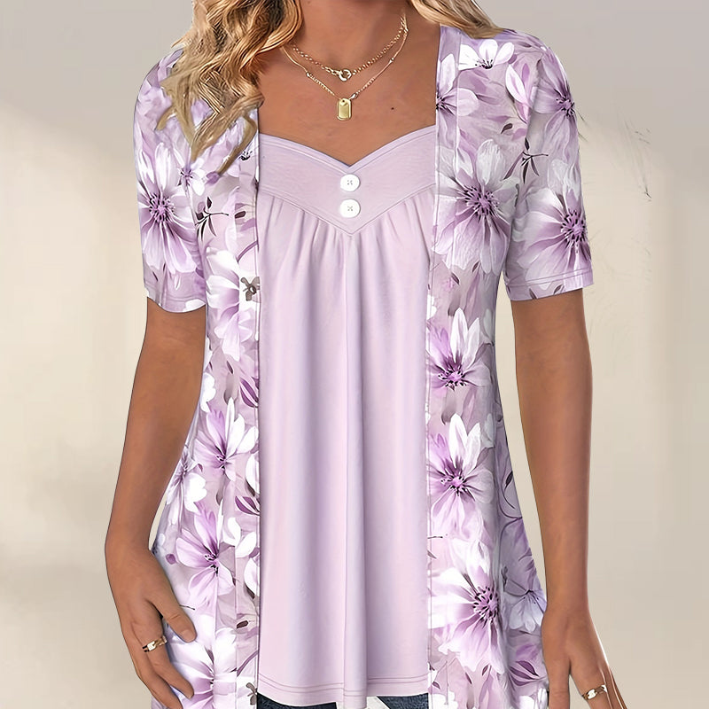Icone™ FloralTop: Damen Lockere Und Bequeme Stilvolle Blumentop