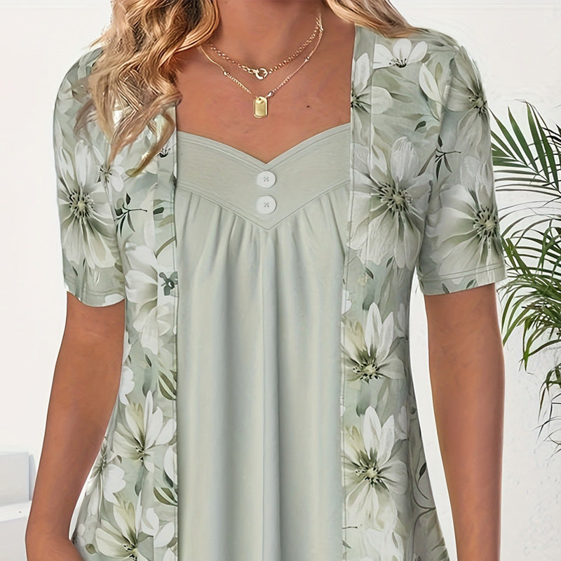 Icone™ FloralTop: Damen Lockere Und Bequeme Stilvolle Blumentop