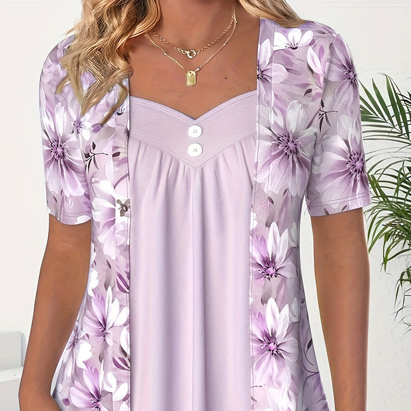 Icone™ FloralTop: Damen Lockere Und Bequeme Stilvolle Blumentop