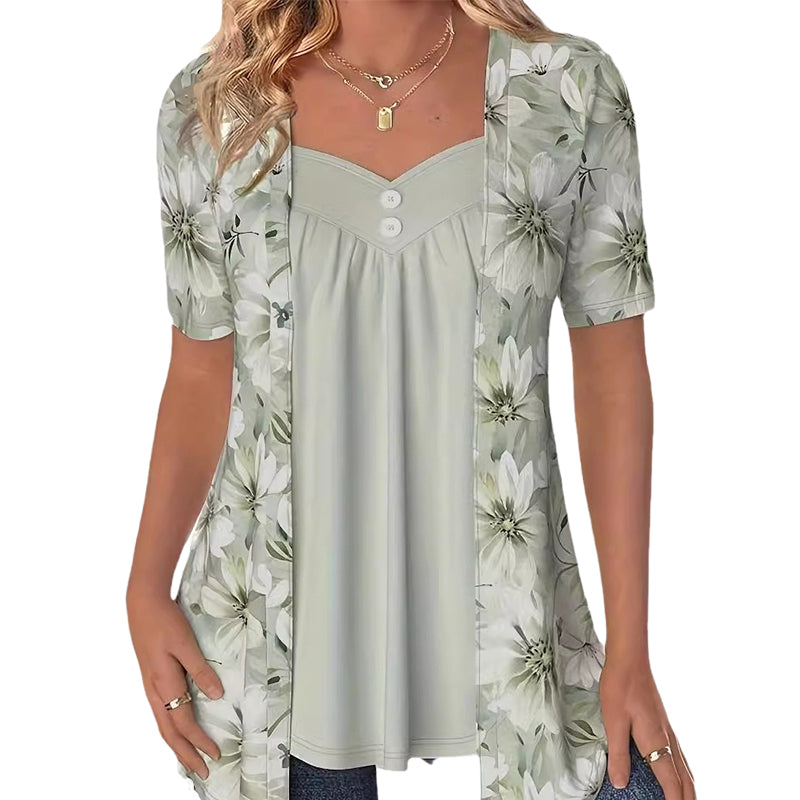 Icone™ FloralTop: Damen Lockere Und Bequeme Stilvolle Blumentop