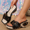 Happy™ ThickWedge: Stilvoll Eckiger Spitze Dick Keilabsatz Sandalen