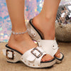 Happy™ ThickWedge: Stilvoll Eckiger Spitze Dick Keilabsatz Sandalen