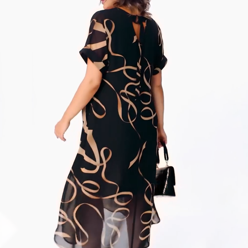 Icone™ FlowyDress: Zweilagiges V-Ausschnitt Fließendes Maxikleid