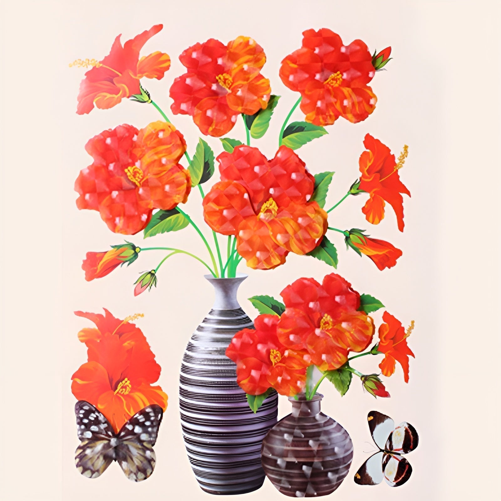 FloralSticker 2+2 GRATIS: Elegant Haus Dekor Selbstklebend Blumen Aufkleber